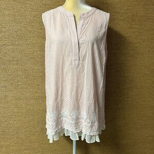 LOGO Lori Goldstein Top Womens 1X Pink Cream